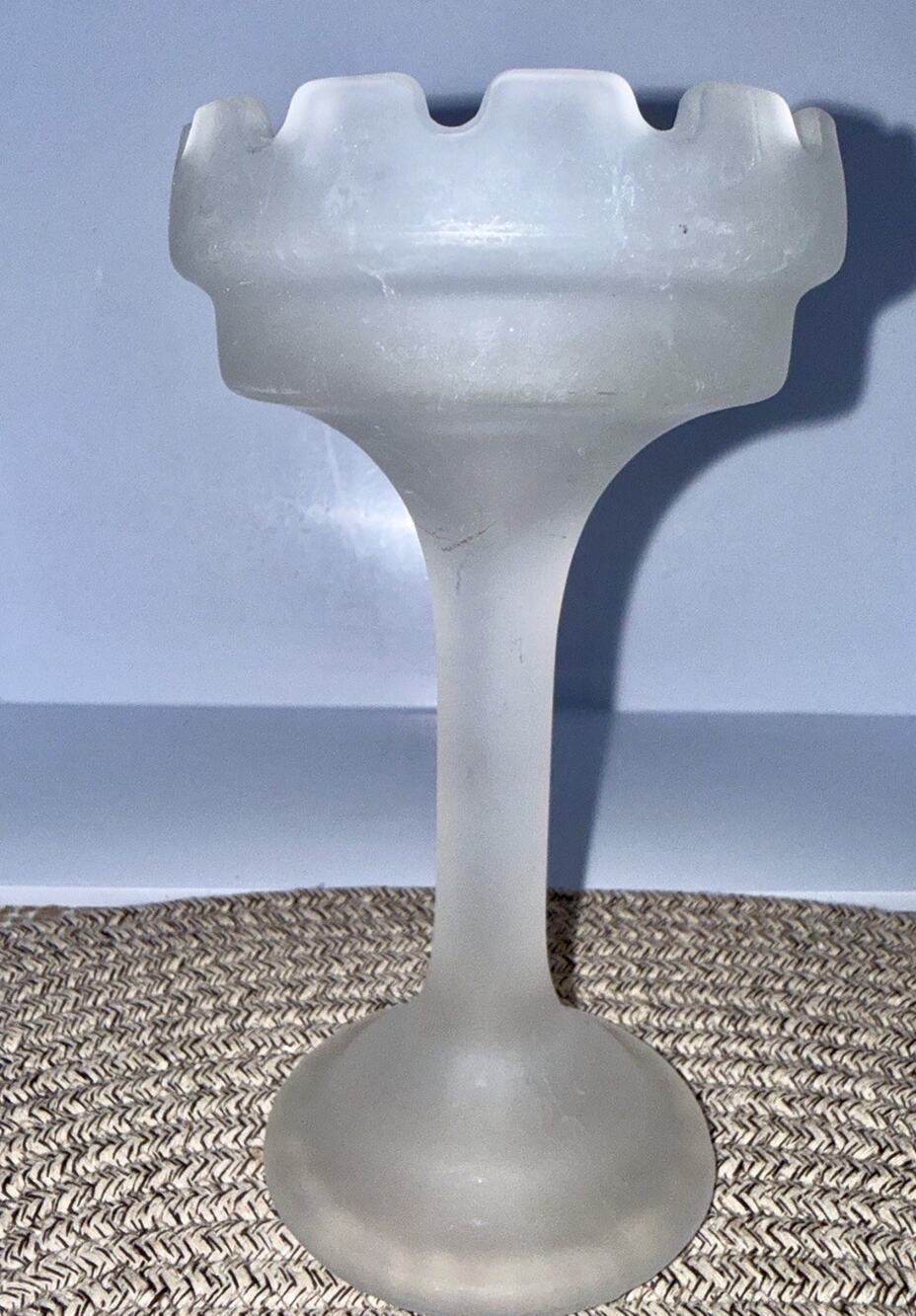 Vintage Party Lite Castle Turret Frosted Fairy Pillar Candle Holder Only 7.25"